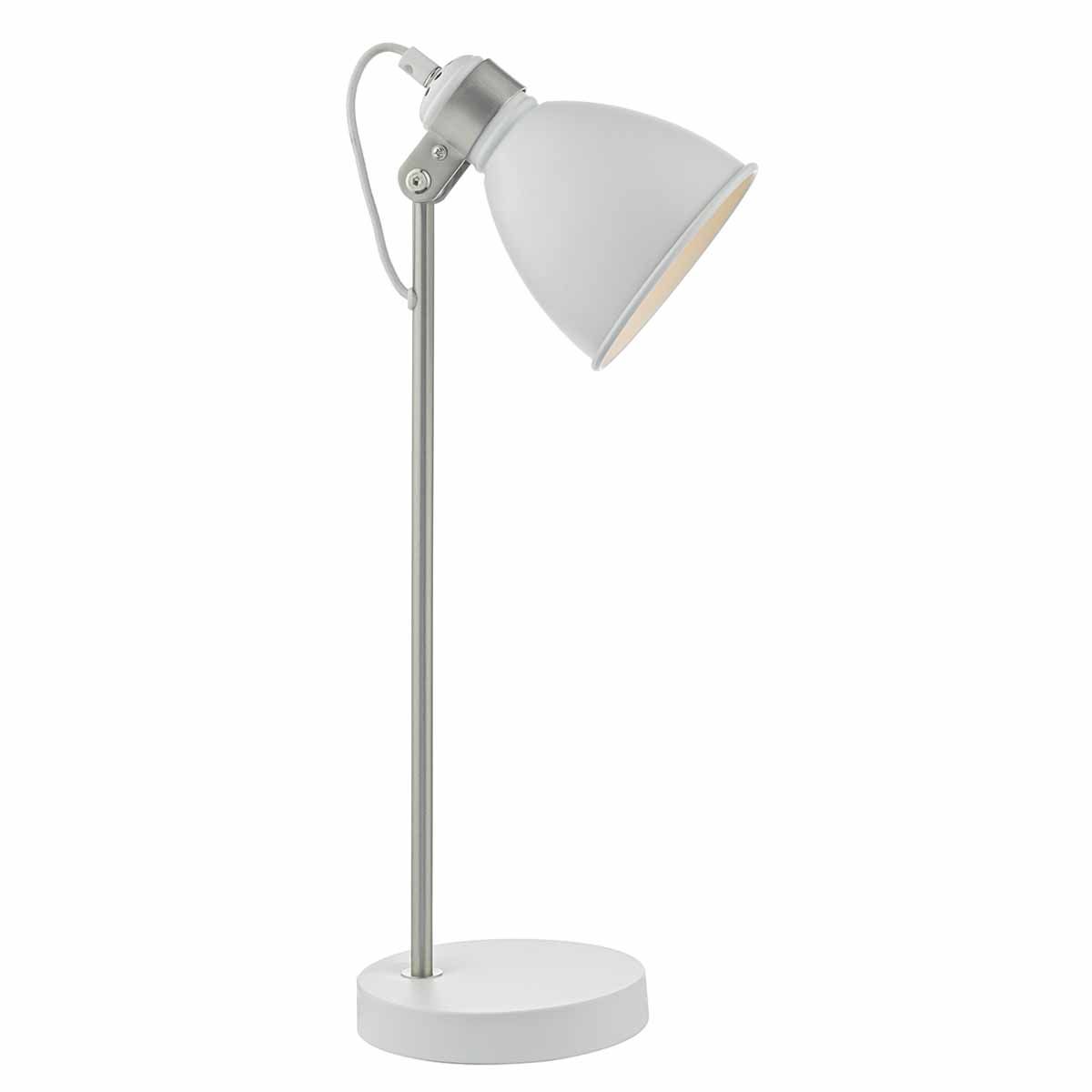Frederick Task Table Lamp White and Satin Chrome FRE4202 Dar Lighting