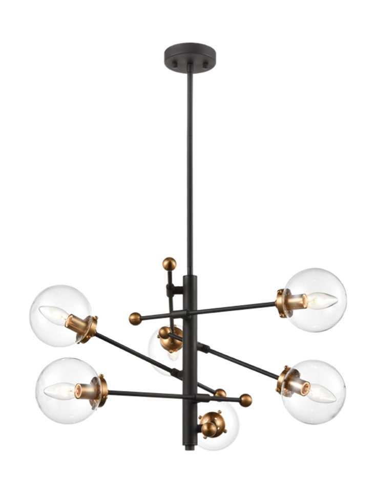 Franklite Reffraction 6 light Fitting. Black / Gold