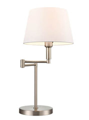 Franklite, Swing Arm Table Lamp with Shade. Satin Nickel