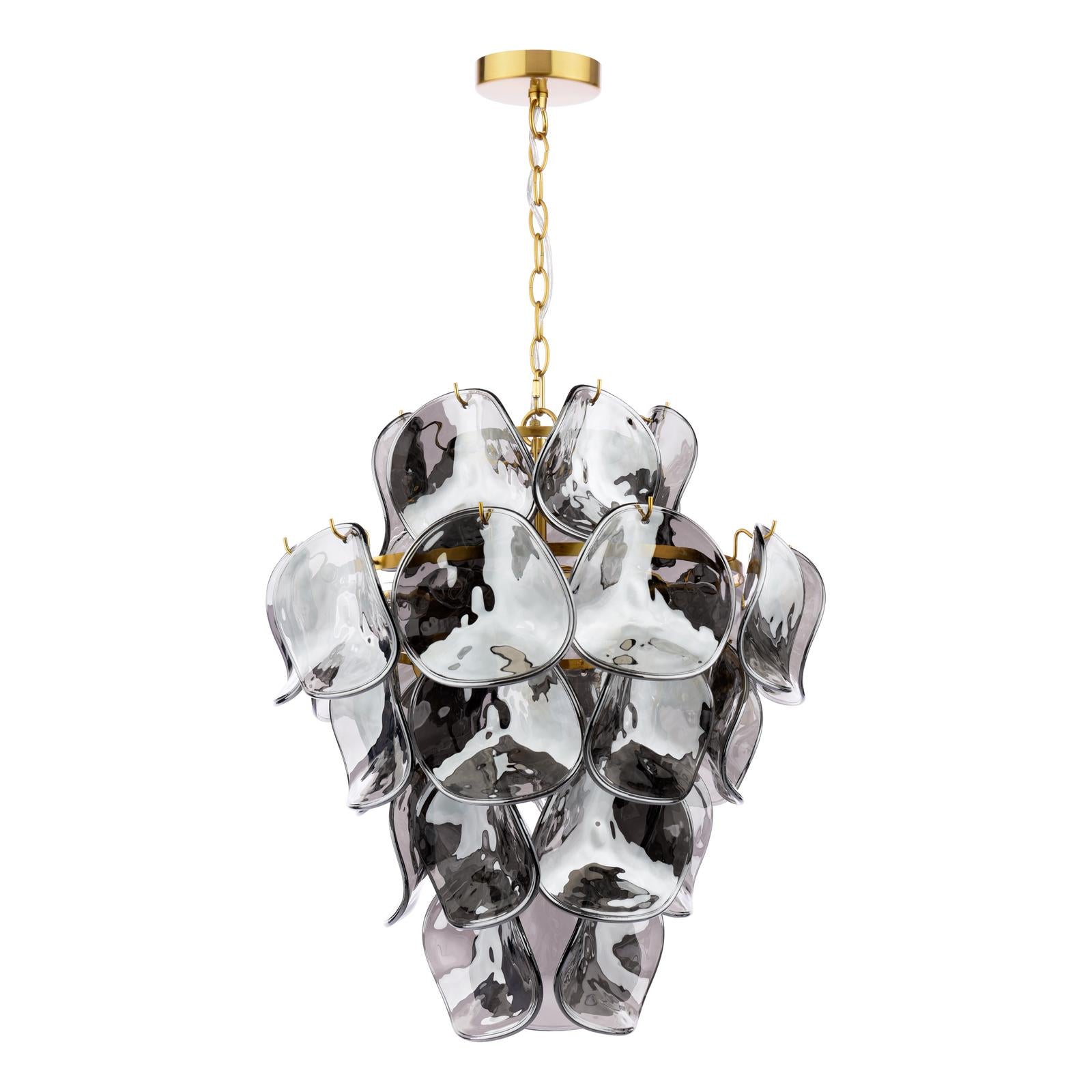 Genoa 8 Light Pendant Natural Brass and Smoked Glass