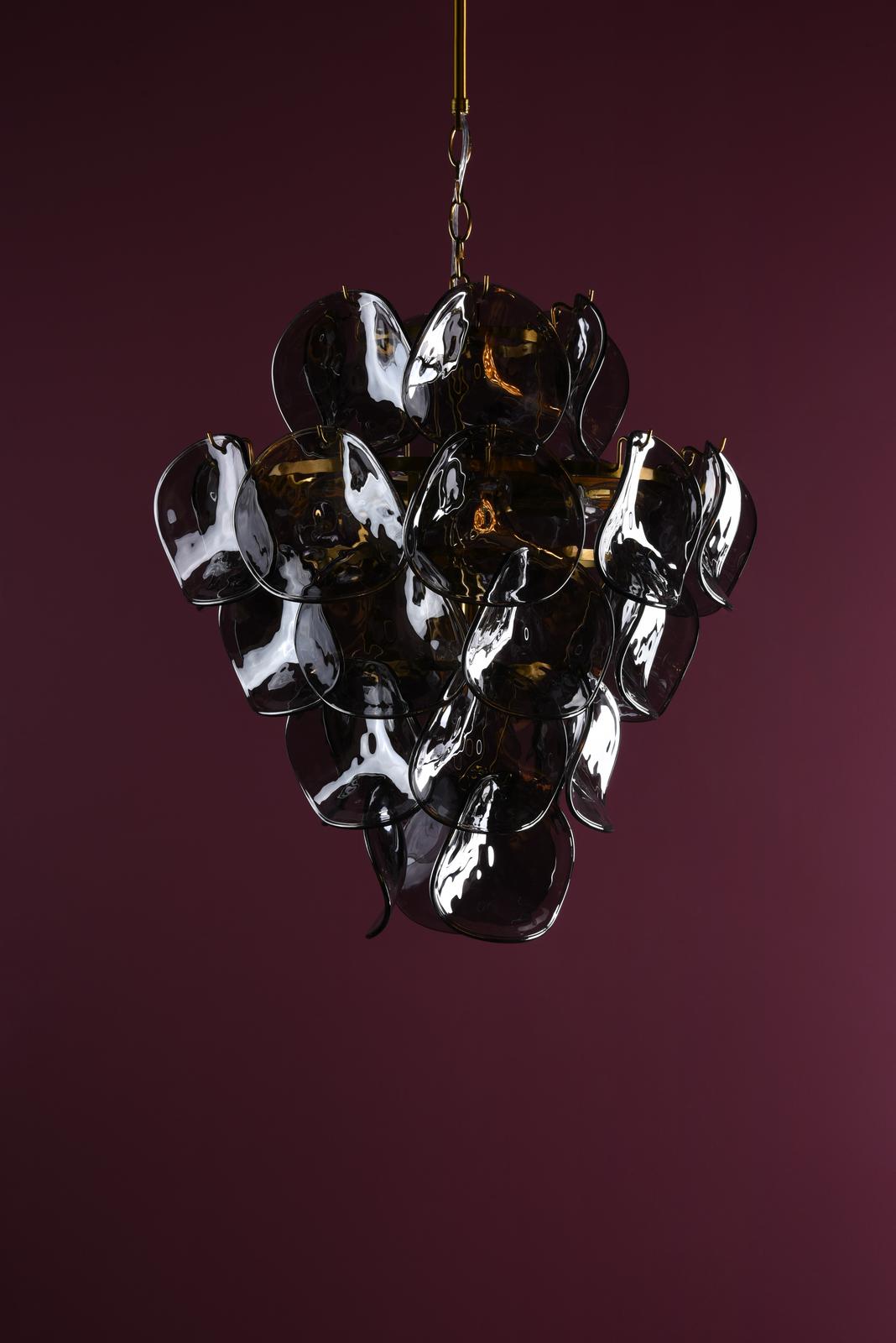Genoa 8 Light Pendant Natural Brass and Smoked Glass