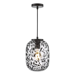 Gethin Pendant Matt Black Glass and Black Confetti Glass
