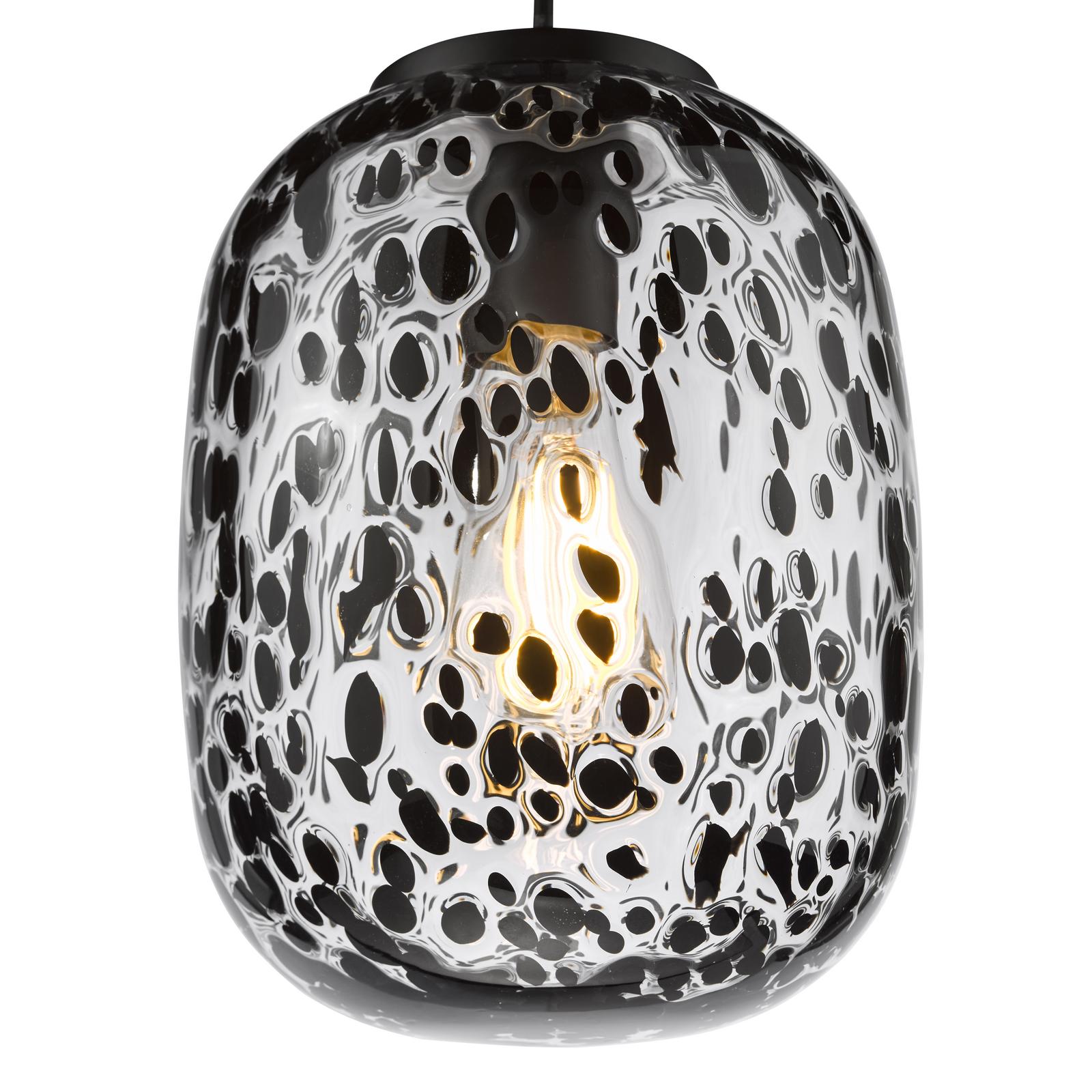 Gethin Pendant Matt Black Glass and Black Confetti Glass