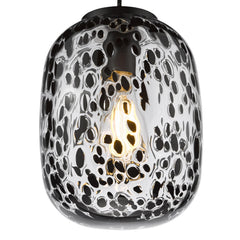 Gethin Pendant Matt Black Glass and Black Confetti Glass