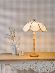 Giuliana 2 Light Table Lamp Wood with Rattan Shade