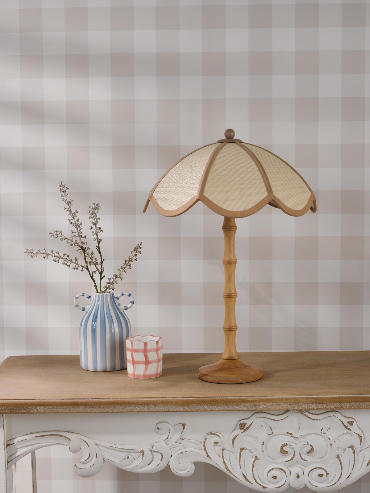 Giuliana 2 Light Table Lamp Wood with Rattan Shade