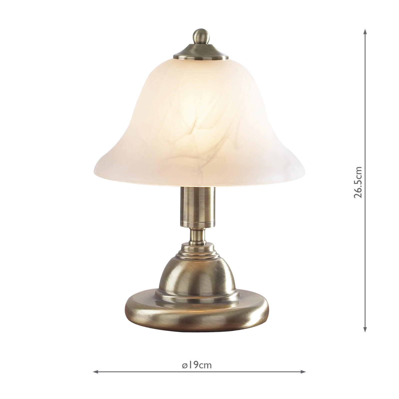 Gloucester Touch Table Lamp Antique Brass & Glass Shade - Twin Pack