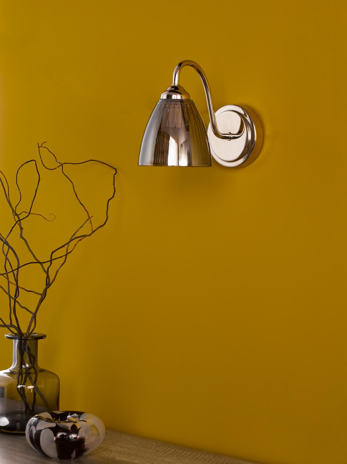 Glynis Wall Light Polished Nickel and Smoked Ribbed Glass