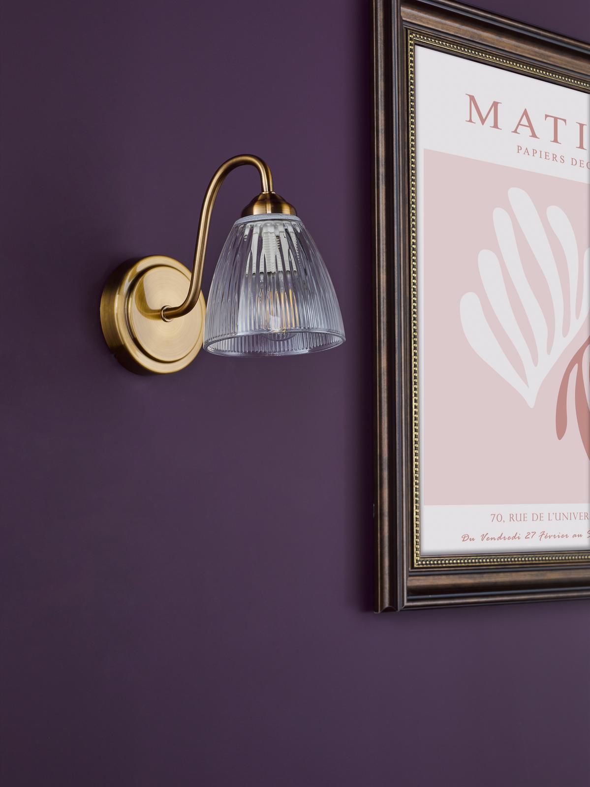 Glynis Wall Light Antique Bronze and Ribbed Glass