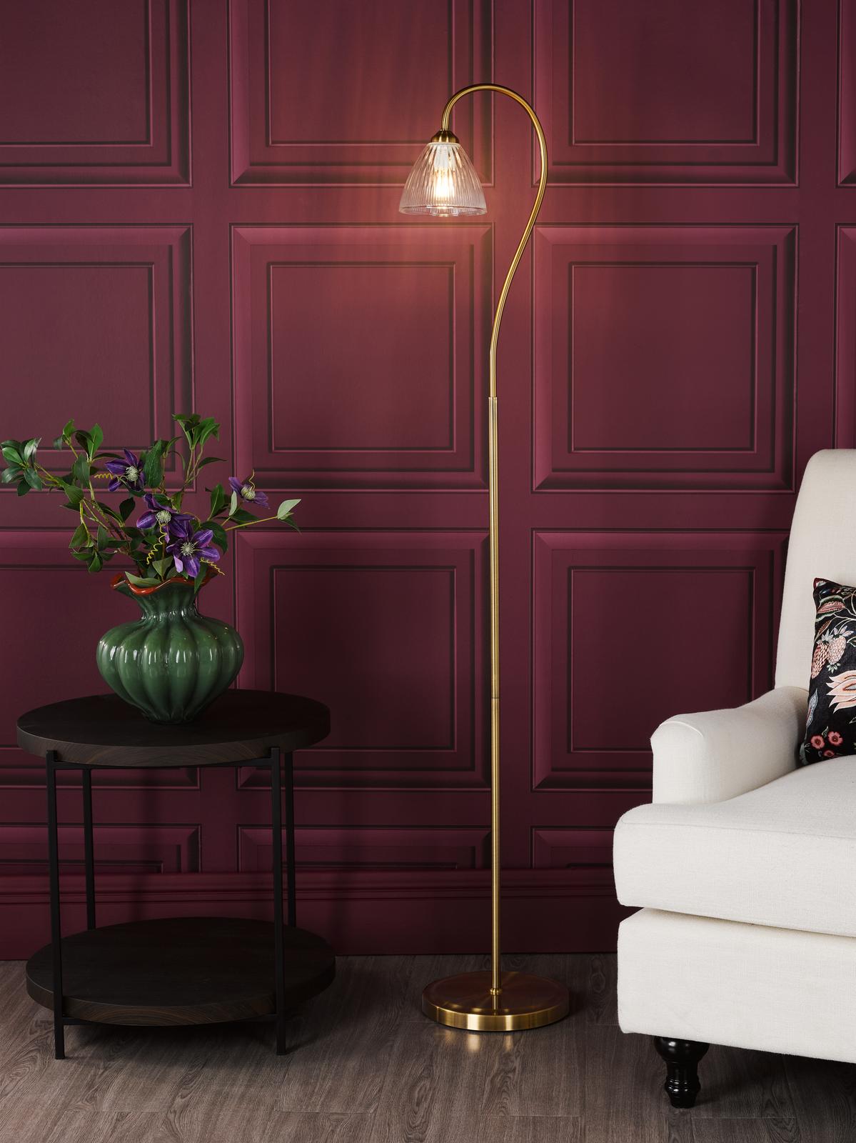 Glynis Floor Lamp Antique Bronze and Ribbed Glass