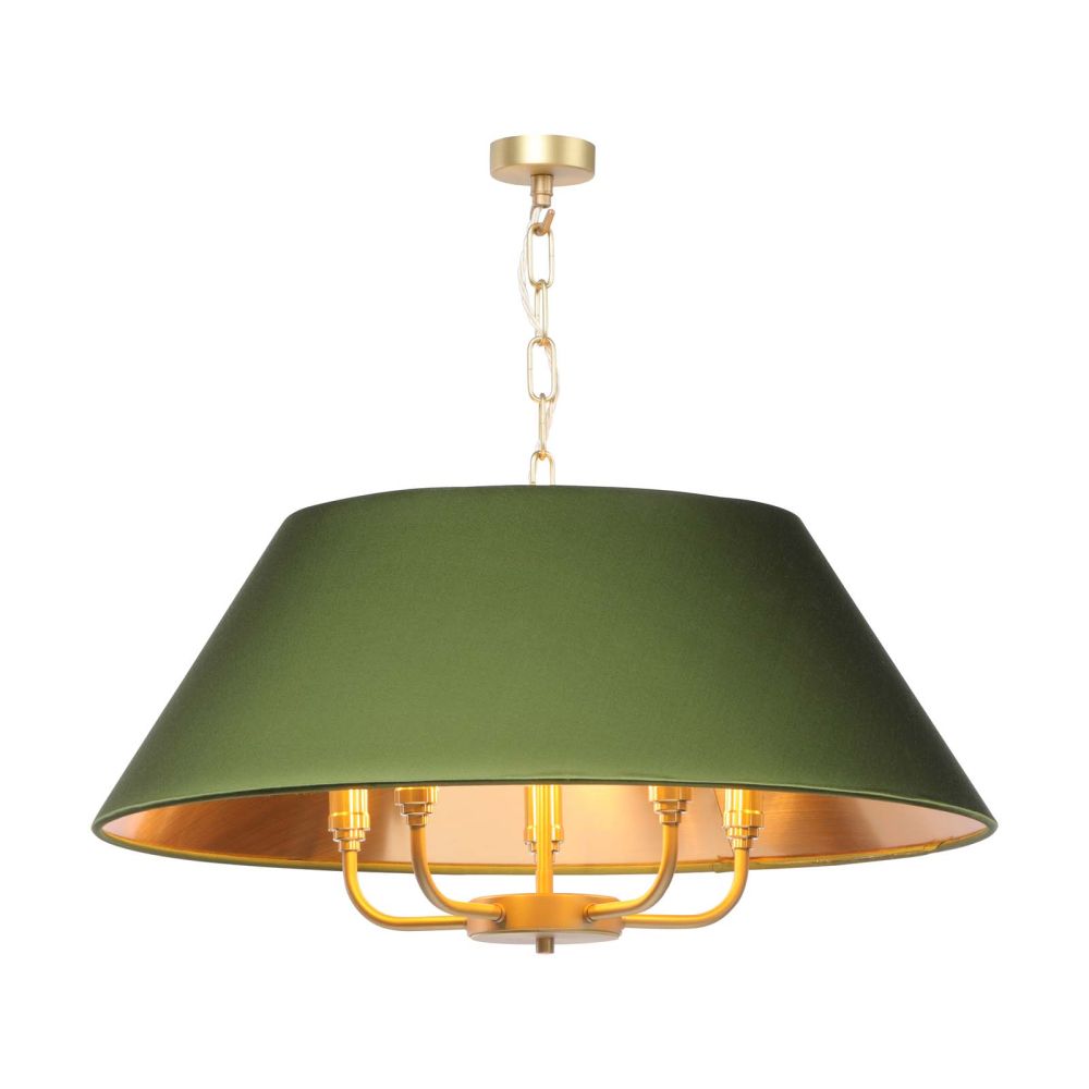 Gothenburg 5 Light Shadelier Brass With Bespoke Shade