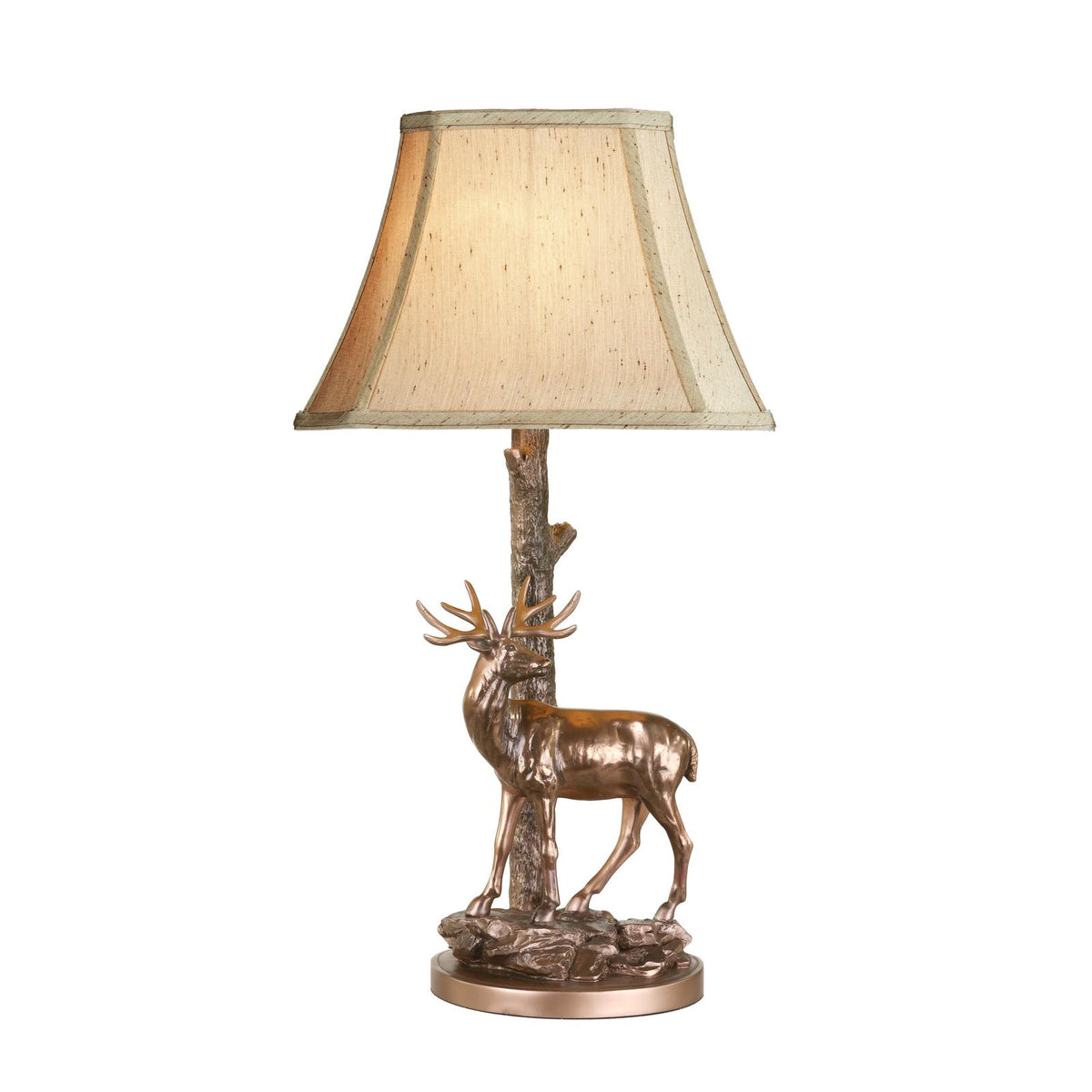 Gulliver Deer Table Lamp in Aged Brass With Shade