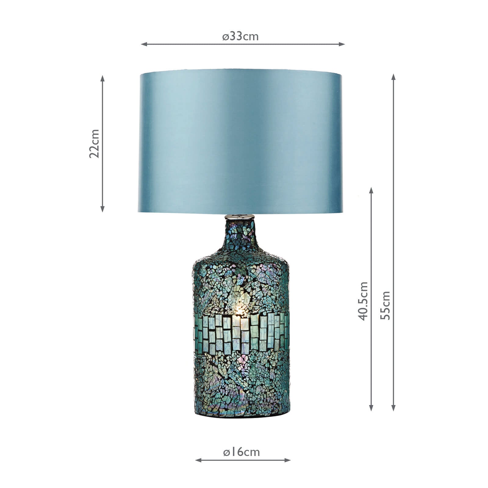 Guru Table Lamp Blue Mosaic Dual Source With Shade