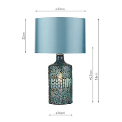 Guru Table Lamp Blue Mosaic Dual Source With Shade