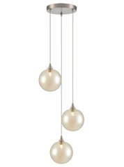 Galaxy 3 Light Spreader in satin nickel with amber glass