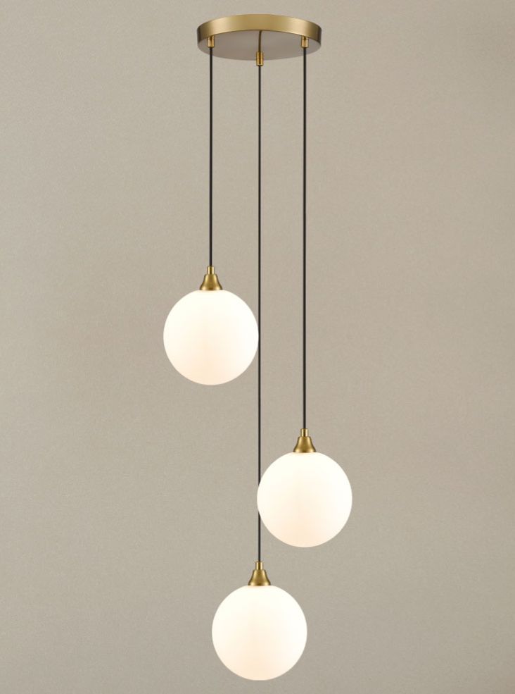 Galaxy 3 Light Spreader in aged brass with matt opal glass