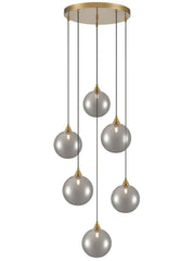 Galaxy 6 Light Spreader in aged brass with smoked glass