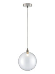 Galaxy single pendant in satin nickel with clear glass