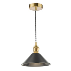 Hadano Pendant Natural Brass With Antique Pewter Shade