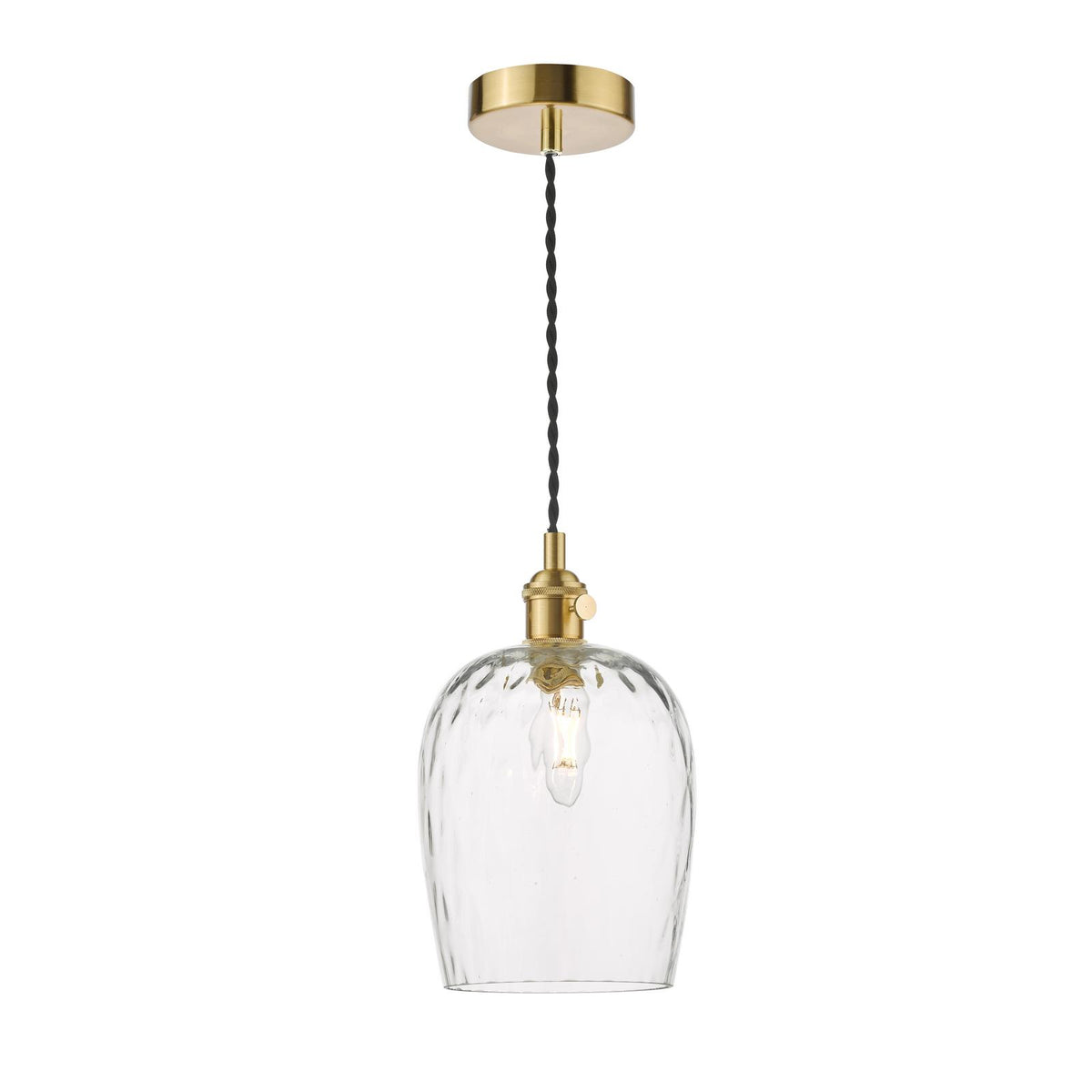 Hadano Pendant Natural Brass With Dimpled Glass Shade