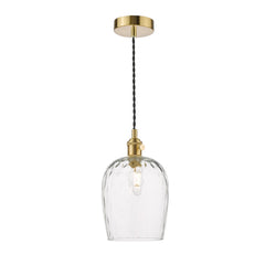 Hadano Pendant Natural Brass With Dimpled Glass Shade