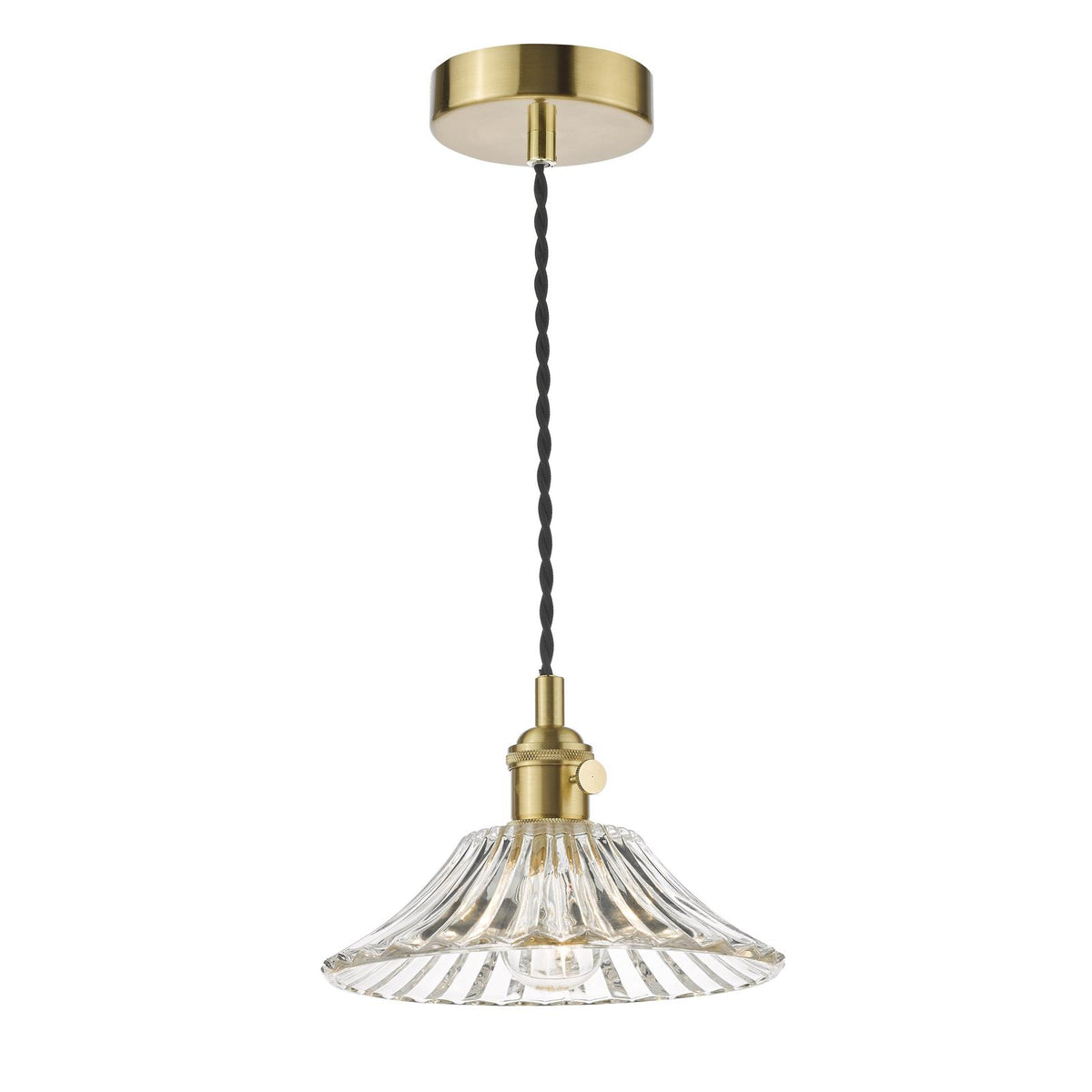 Hadano Pendant Natural Brass With Flared Glass Shade