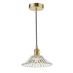 Hadano Pendant Natural Brass With Flared Glass Shade