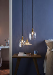 Hadano Pendant Natural Brass With Flared Glass Shade