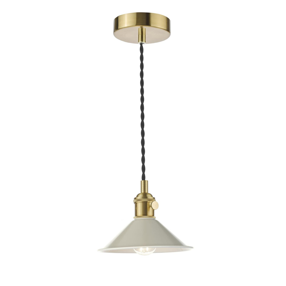 Hadano 1 Light Pendant Natural Brass With Cashmere Shade