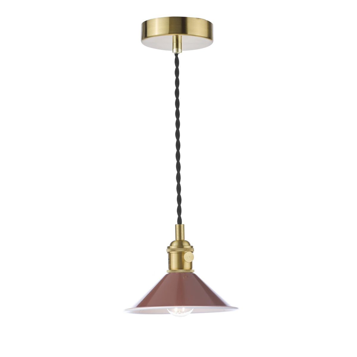 Hadano 1 Light Pendant Natural Brass With Umber Shade