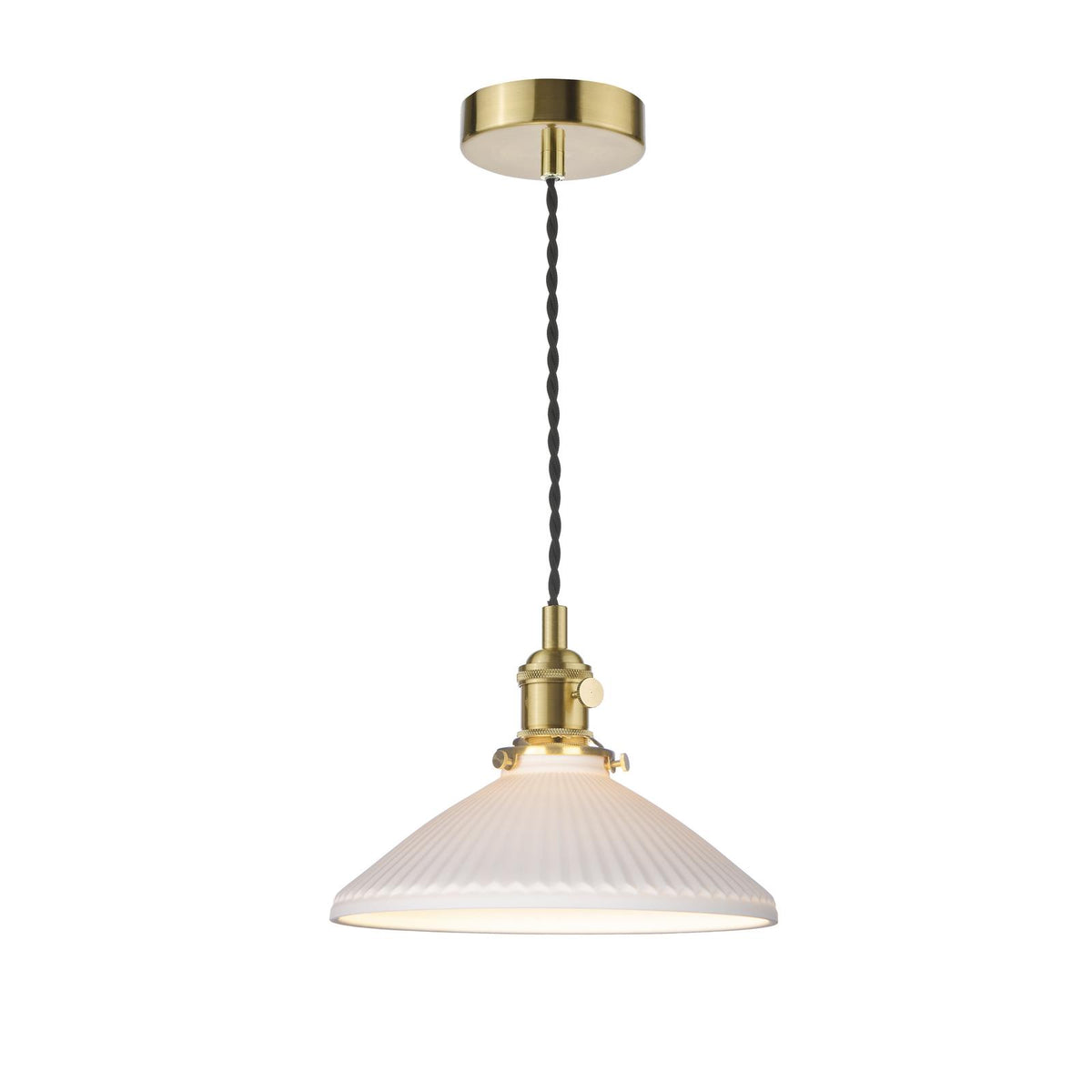 Hadano Pendant Natural Brass & Ceramic Shallow Shade