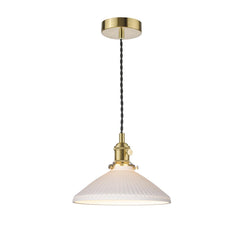 Hadano Pendant Natural Brass & Ceramic Shallow Shade