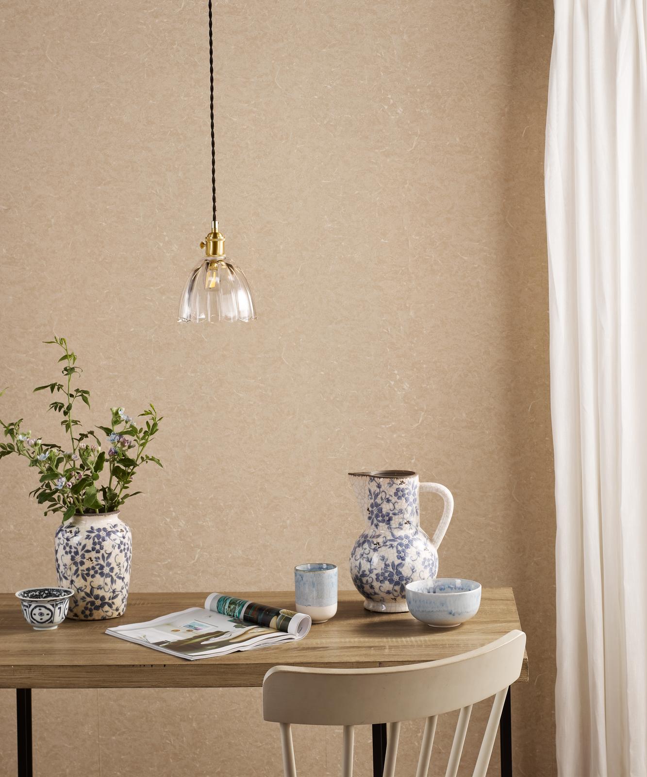 Hadano Pendant Natural Brass and Scalloped Bell Glass