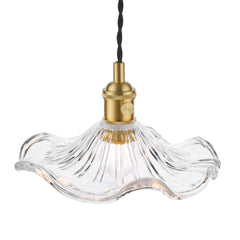 Hadano Pendant Natural Brass and Wavy Glass