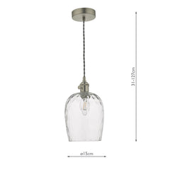 Hadano Pendant Antique Chrome With Dimpled Glass Shade