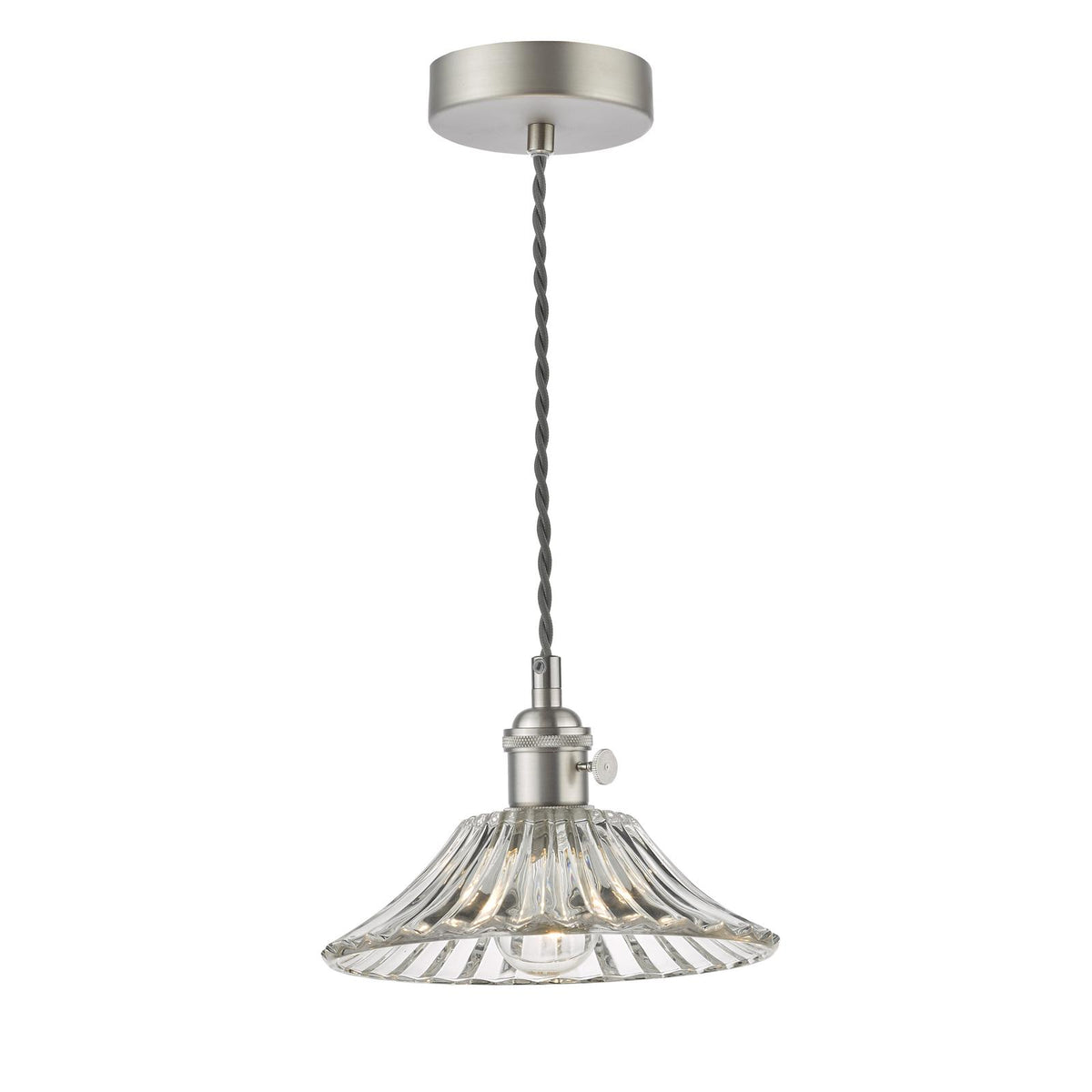 Hadano Pendant Antique Chrome With Flared Glass Shade
