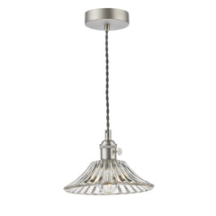 Hadano Pendant Antique Chrome With Flared Glass Shade