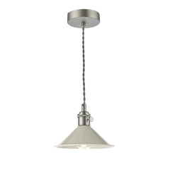 Hadano 1 Light Pendant Antique Chrome With Cashmere Shade