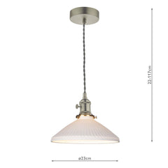 Hadano Pendant Antique Chrome & Ceramic Shallow Shade