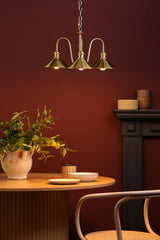 Hadano 3 Light Pendant Natural Brass and Aged Brass
