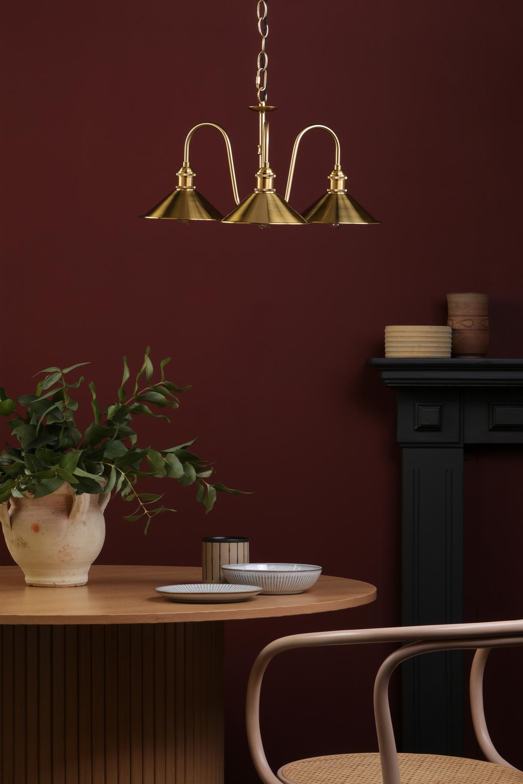 Hadano 3 Light Pendant Natural Brass and Aged Brass