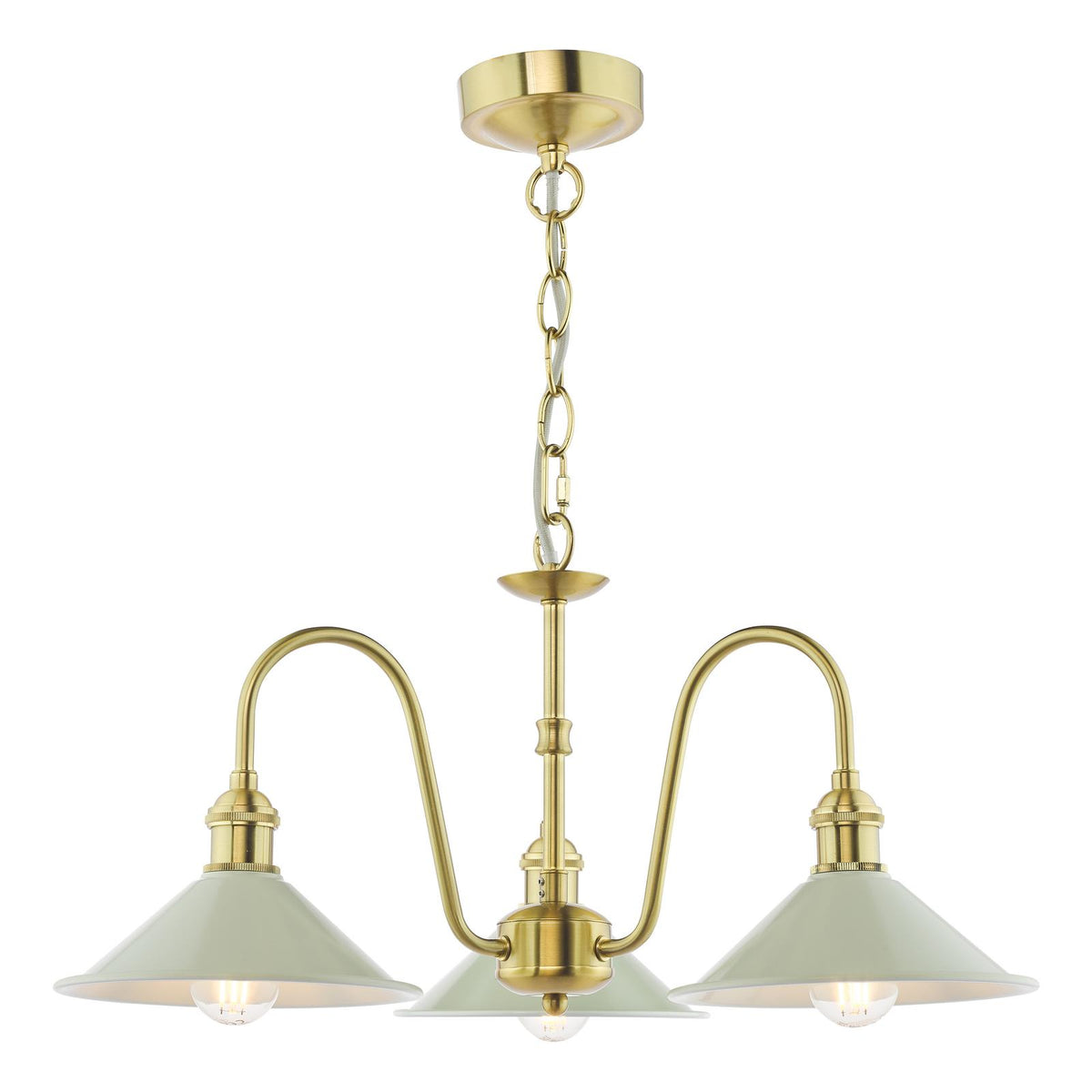 Hadano 3 Light Pendant Natural Brass and Matt Taupe