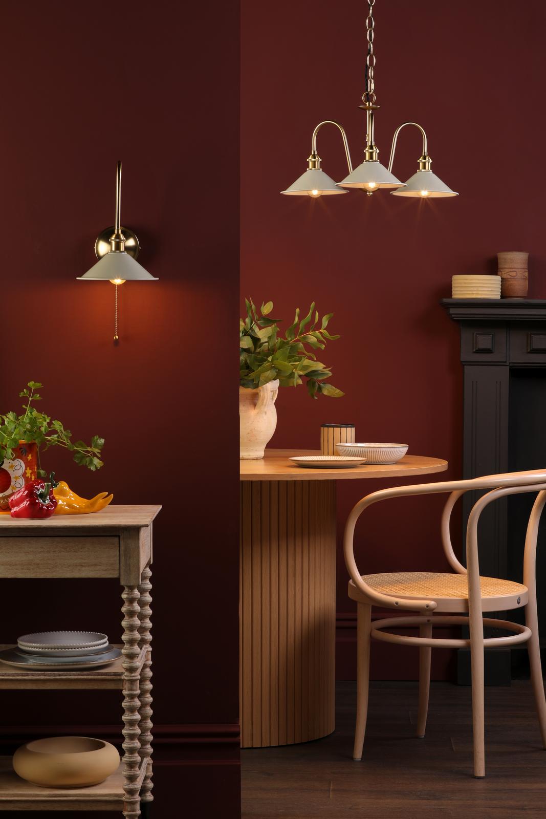 Hadano 3 Light Pendant Natural Brass and Matt Taupe
