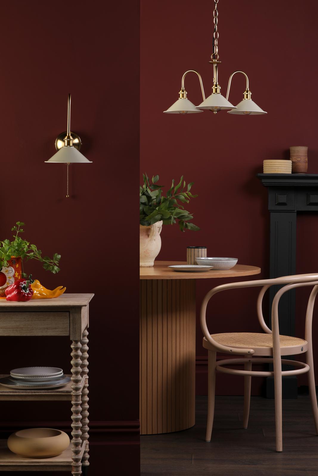 Hadano 3 Light Pendant Natural Brass and Matt Taupe