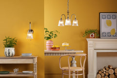 Hadano 3 Light Pendant Antique Chrome and Ribbed Glass