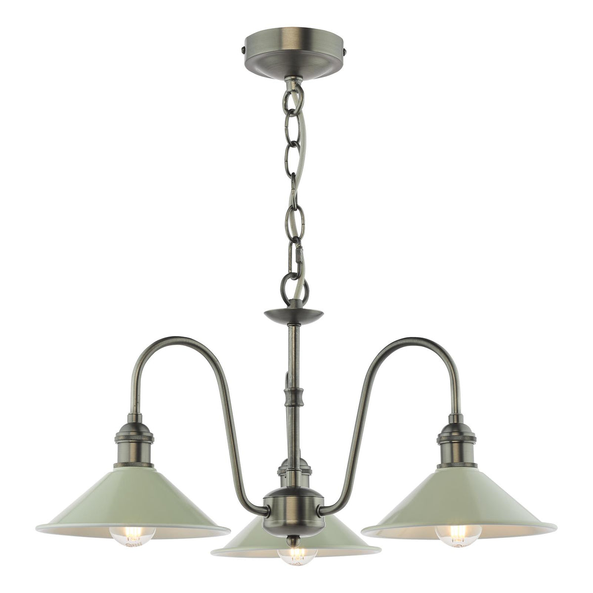 Hadano 3 Light Pendant Antique Chrome and Matt Taupe