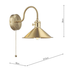 Hadano Wall Light Brass With Brass Shade