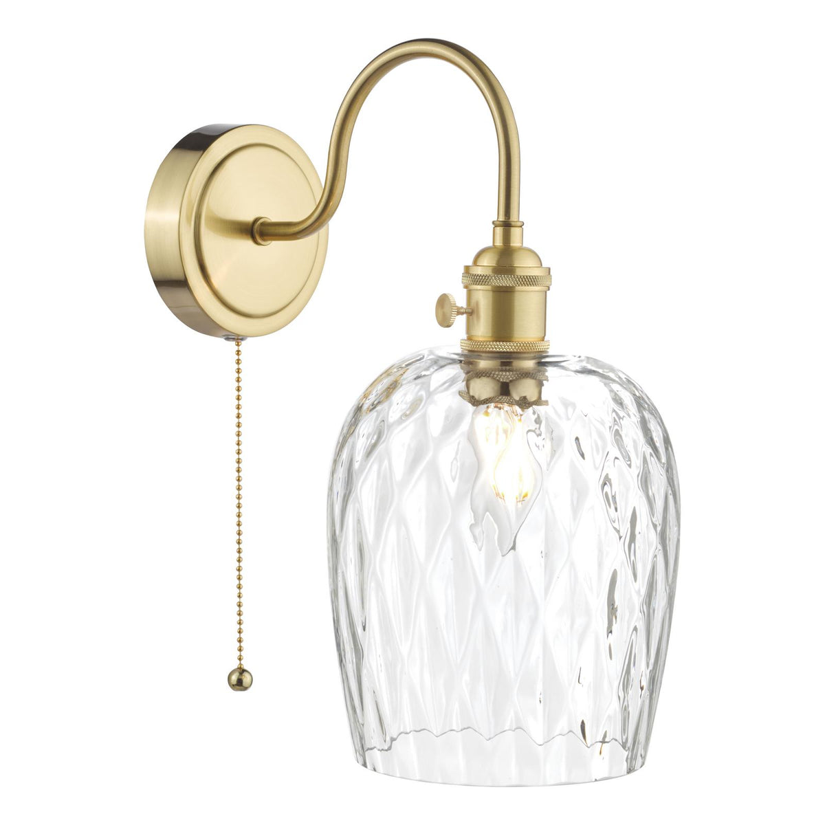 Hadano Wall Light Brass With Clear Dimpled Shade