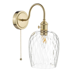 Hadano Wall Light Brass With Clear Dimpled Shade