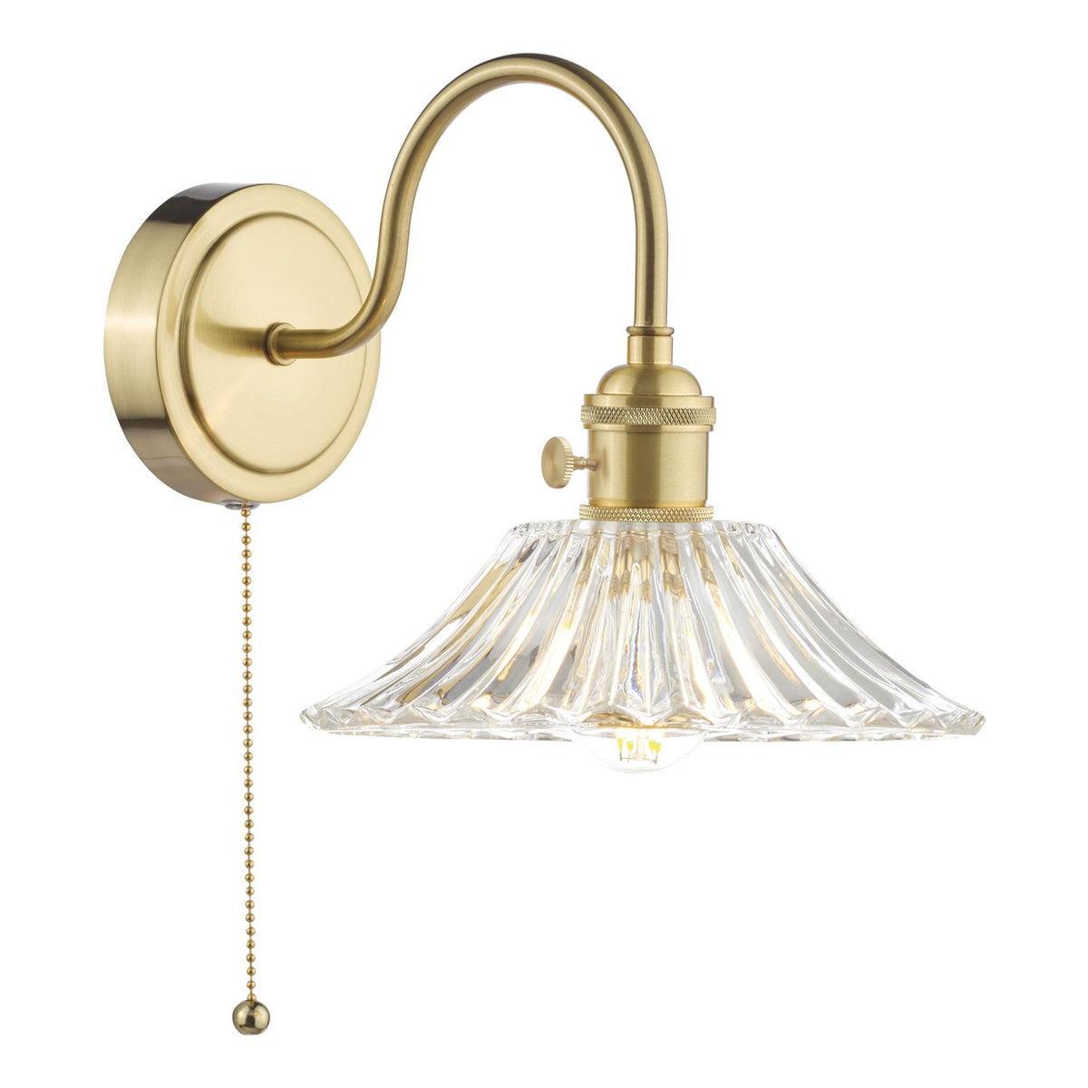 Hadano Wall Light Brass With Clear Flared Glass Shade